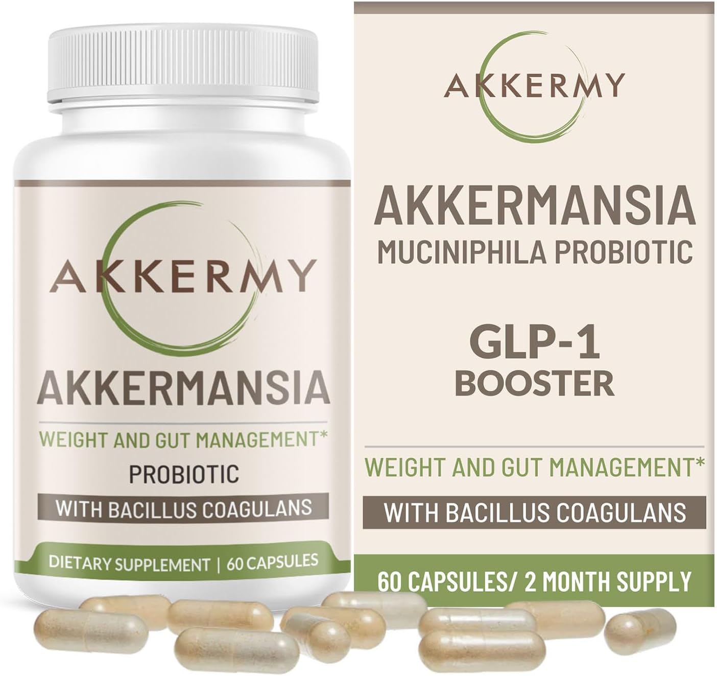 60 Day Supply Akkermy Akkermansia Probiotic with GLP-1 Boosting Bacillus Coagulans, Vitamins B2, D3 & Chromium - Vegan, Gluten Free & SIBO Friendly