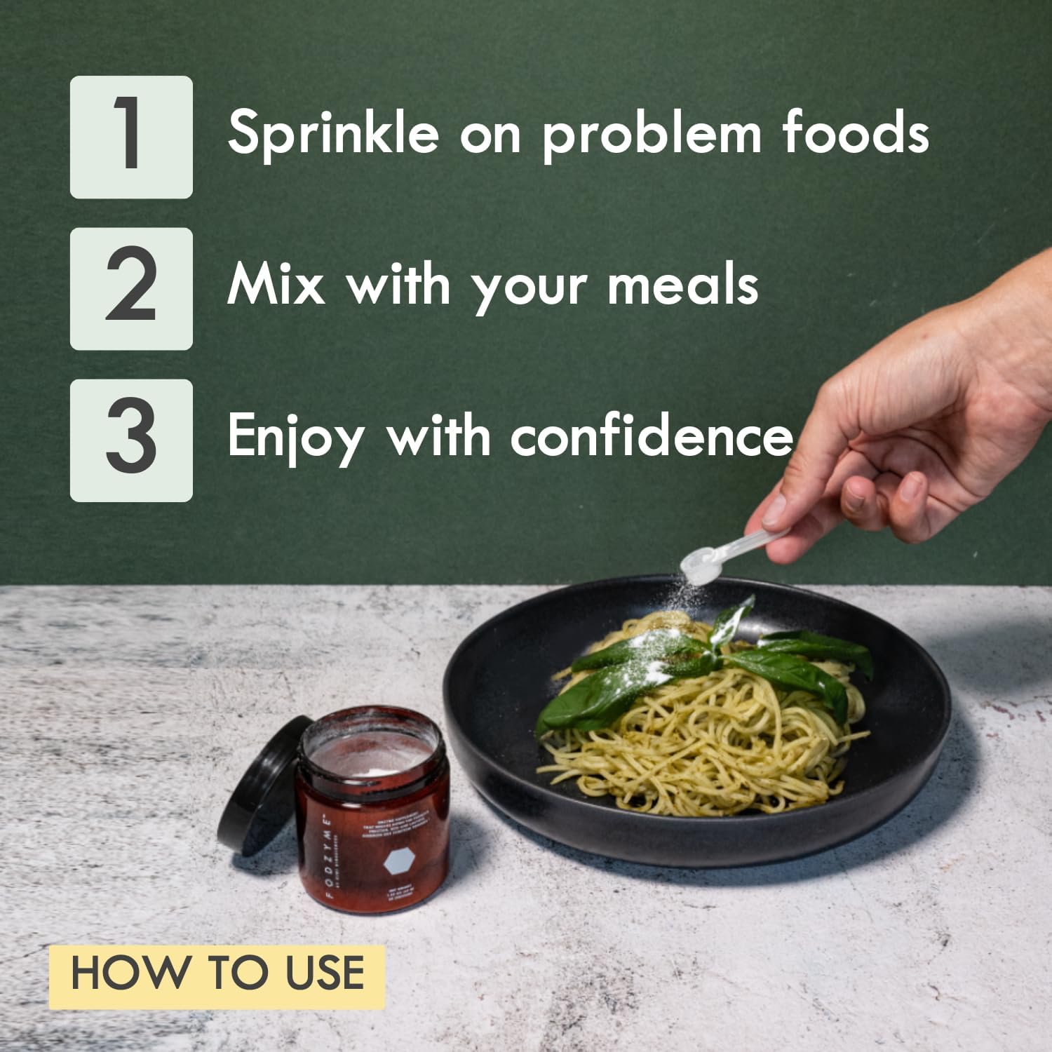 60 Dose FODZYME Home Kit: Relieve Bloating, Gas, Constipation, Diarrhea, & Abdominal Pain - Enzymes for Onion, Garlic, Bread, Beans, Legumes, Dairy - Fast Relief