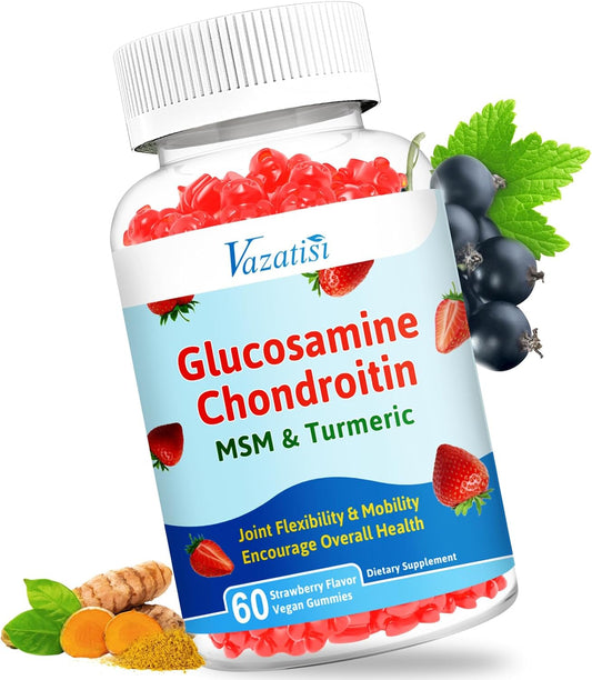 60 Gummies - Vazatisi Joint Support Supplement with Bioavailable Glucosamine, Chondroitin, Turmeric, MSM, and Boswellia - Cartilage and Flexibility Boost