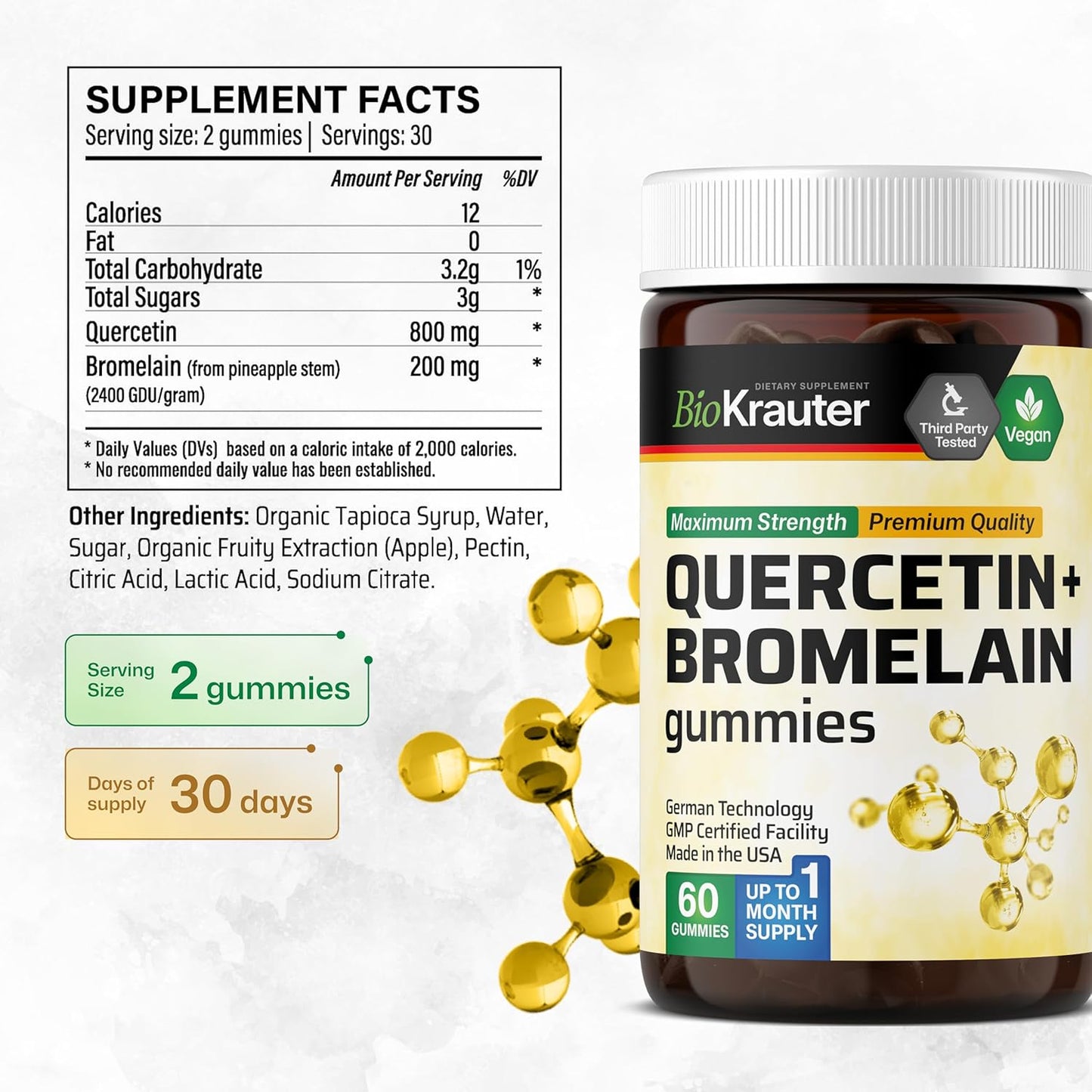 60 Gummies of Iodine and Quercetin with Bromelain for Daily Support