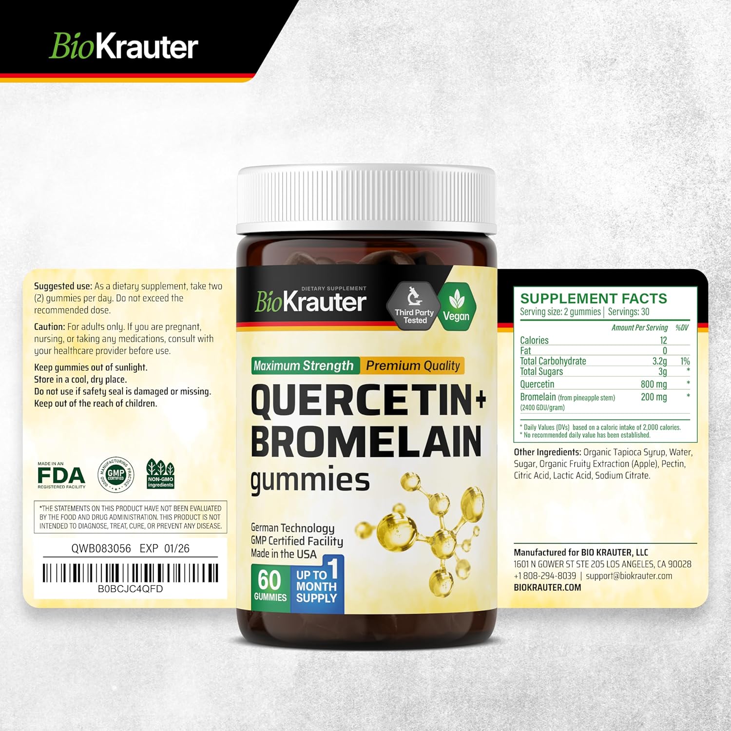 60 Gummies of Iodine and Quercetin with Bromelain for Daily Support