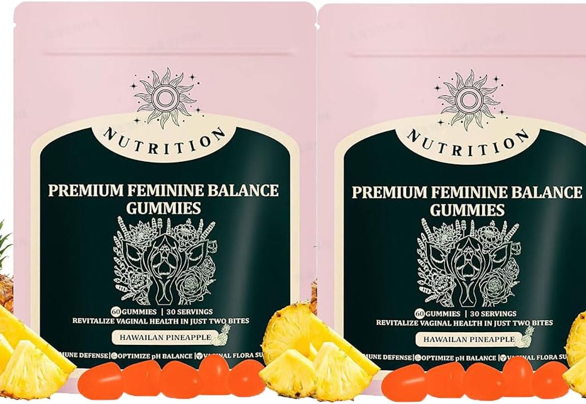 60 Hawaiian Pineapple Flavor Women's Health Gummies - Vegan & Gluten-Free - FW ZONE Feminine Balance Formula