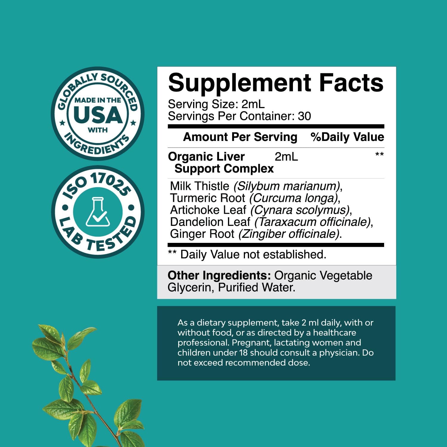60 ml Bottle of Natures Craft Liver Detox Liquid Drops with Milk Thistle, Artichoke Extract, Dandelion Leaf, Ginger, and Turmeric Curcumin for Immunity & Daily Cleanse