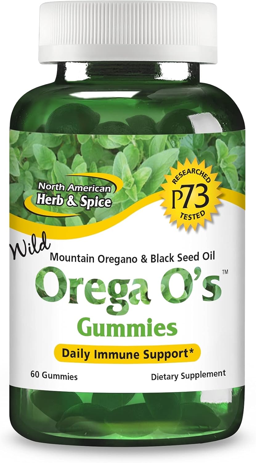 60 Non-GMO Orega O’s Gummies with Wild Mountain Oregano & Black Seed Oil - 30 Servings - North American Herb & Spice