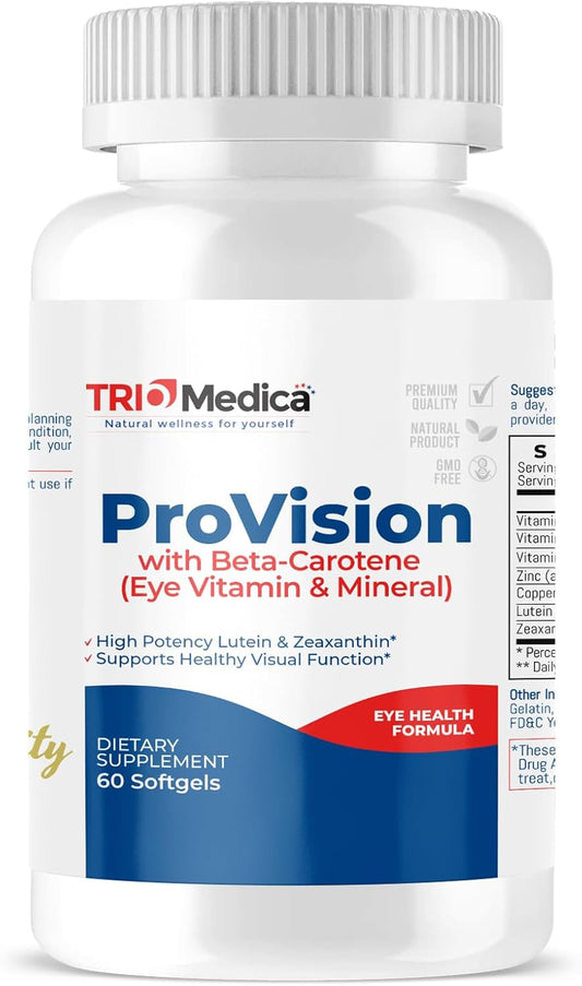 60 Non-GMO Vegan Softgels for Eye Health by TRIOMEDICA - Gluten and Soy Free Formula