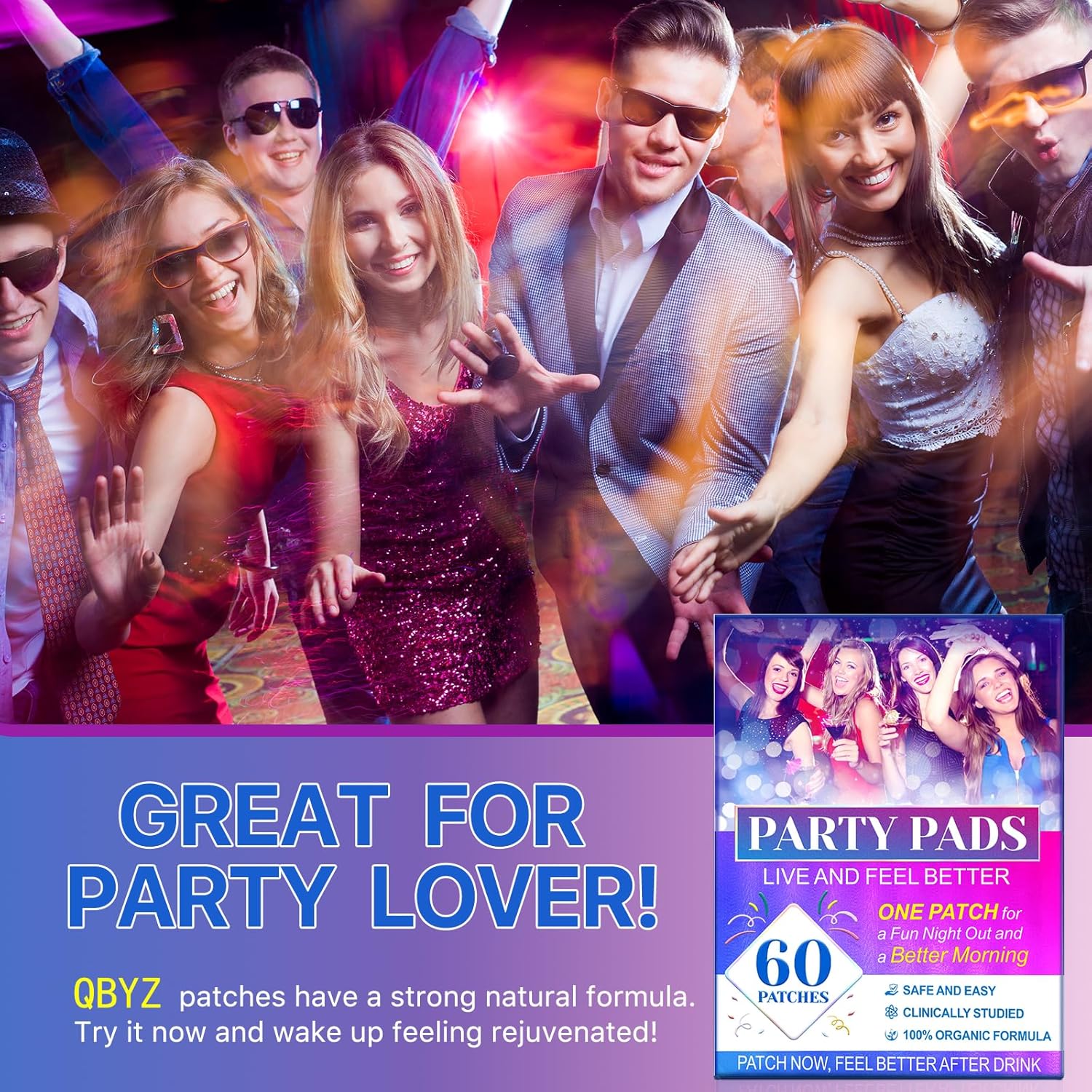 60 Pack Party Relief Patches for Hangover-Free Mornings - Natural Recovery Patch for Pre-Party Use - Wake Up Feeling Refreshed