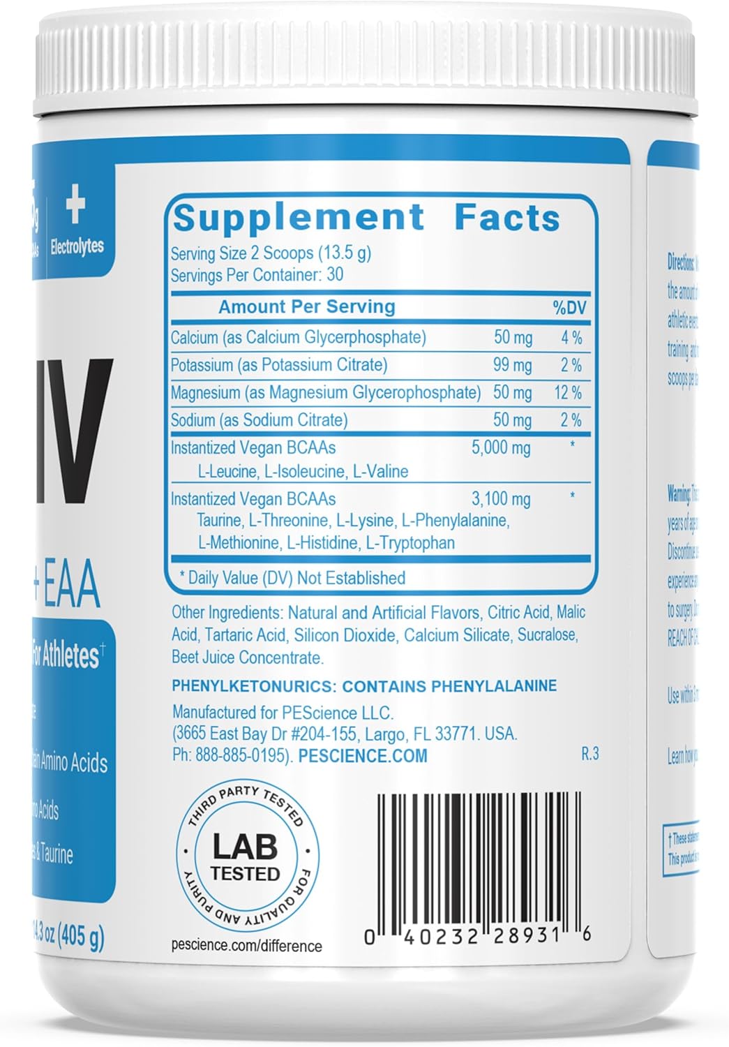 60 Scoop PEScience Amino IV Strawberry Lemonade BCAA EAA Powder w/ Electrolytes