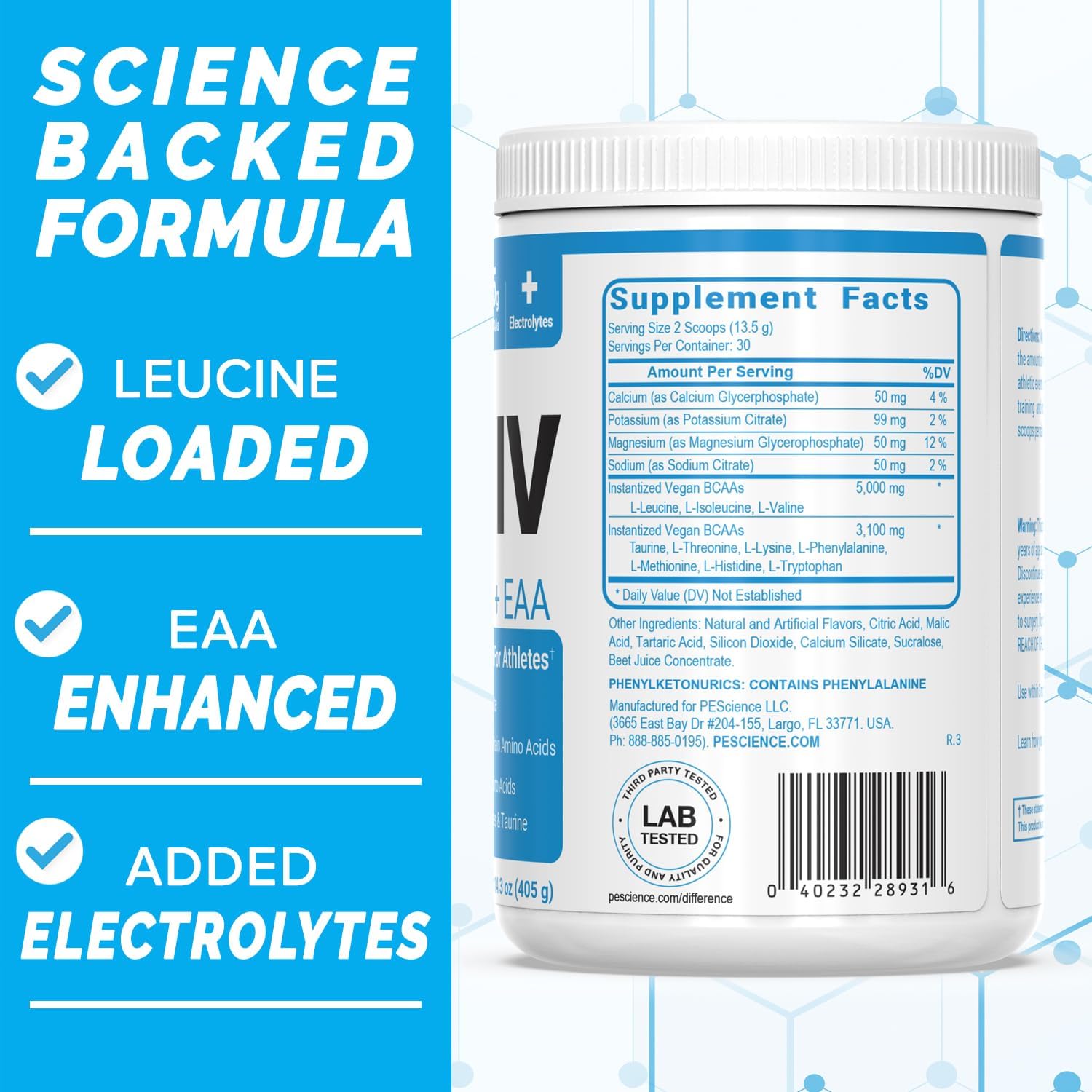 60 Scoop PEScience Amino IV Strawberry Lemonade BCAA EAA Powder w/ Electrolytes