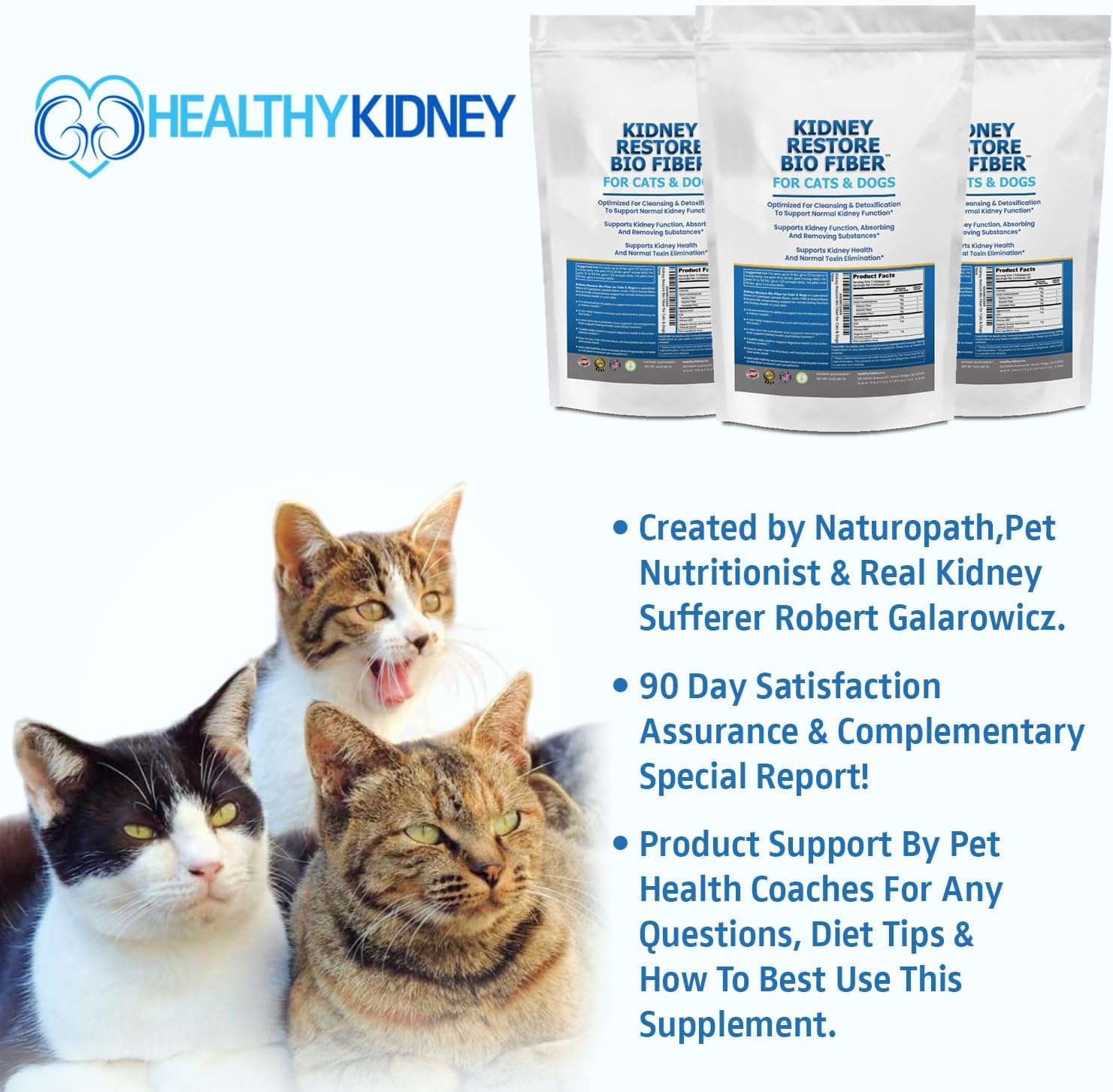 60 Servings of Kidney Restore Bio Fiber for Cat & Dog Kidney Health, Supports Normal Kidney Function, Renal Support Pet Supplement with Renal Food