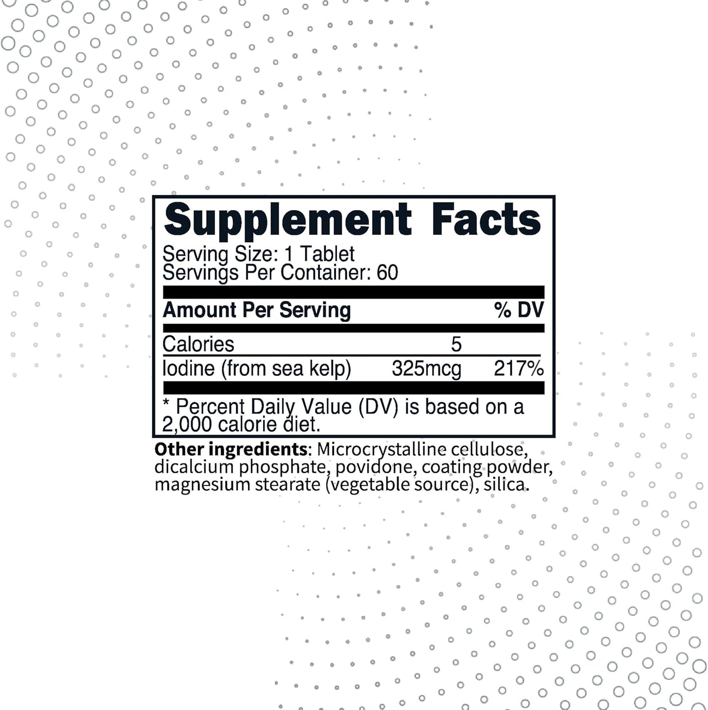 60 Servings of Type Zero Clean Iodine Tablets - 325 MCG Per Serving, Non-GMO, Gluten Free, Made from Sea Kelp