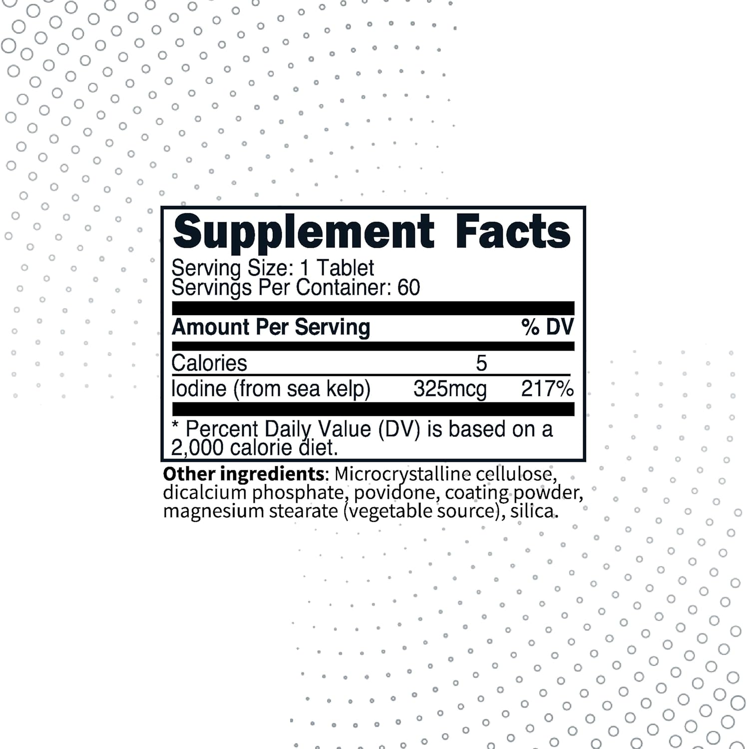 60 Servings of Type Zero Clean Iodine Tablets - 325 MCG Per Serving, Non-GMO, Gluten Free, Made from Sea Kelp