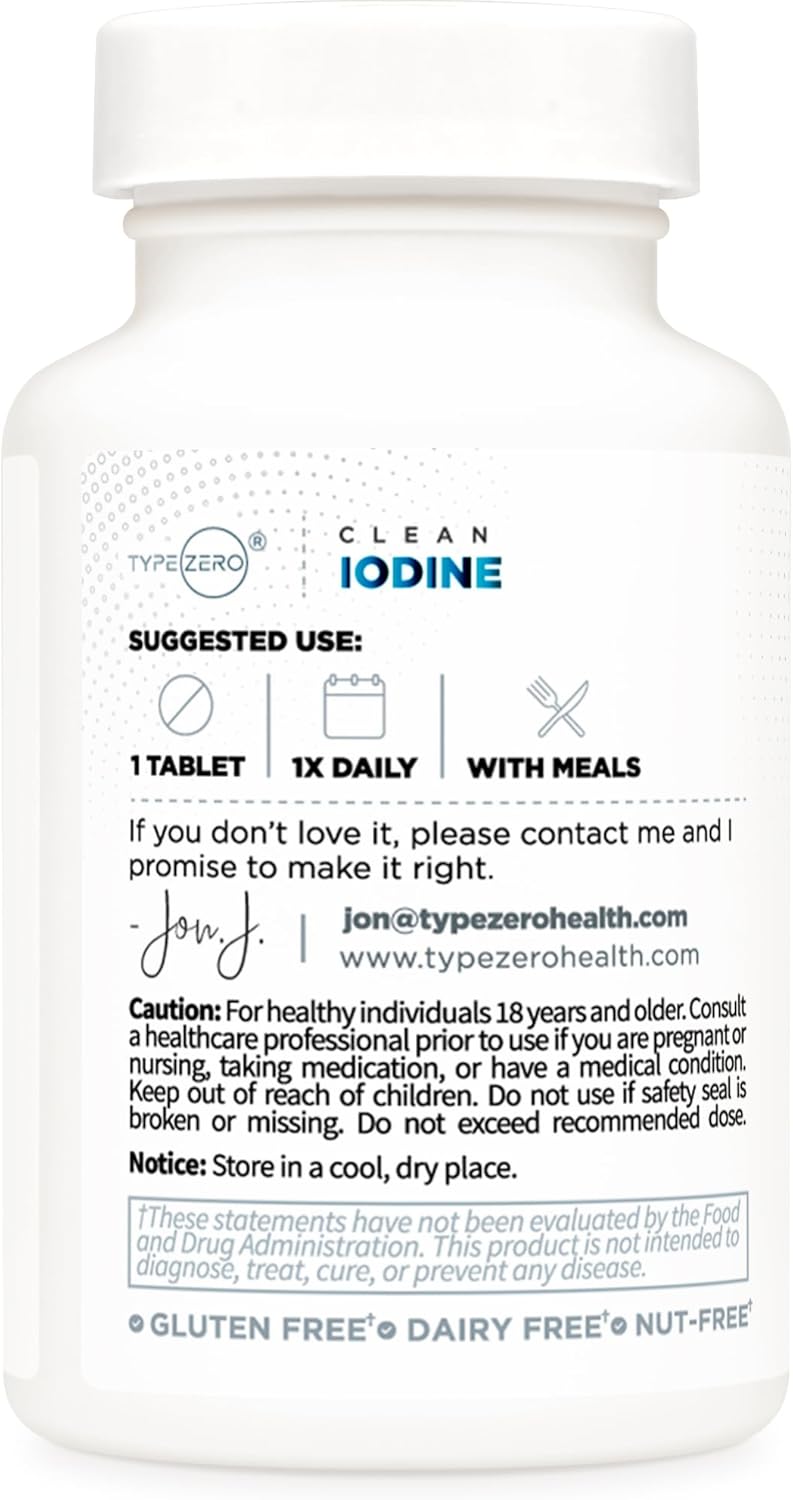60 Servings of Type Zero Clean Iodine Tablets - 325 MCG Per Serving, Non-GMO, Gluten Free, Made from Sea Kelp