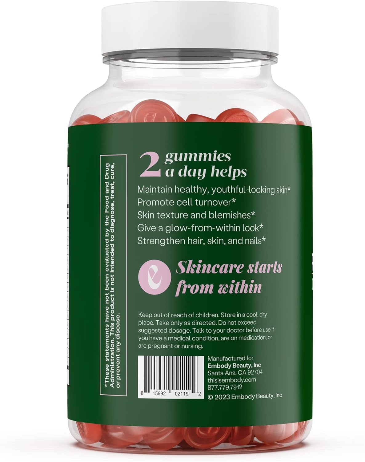 60 Skin Gummies Multivitamin with Retinol for Anti-Aging & Clear Skin - Vitamin A, Biotin, Vitamin C, B12 & Zinc for Strong Hair & Nails