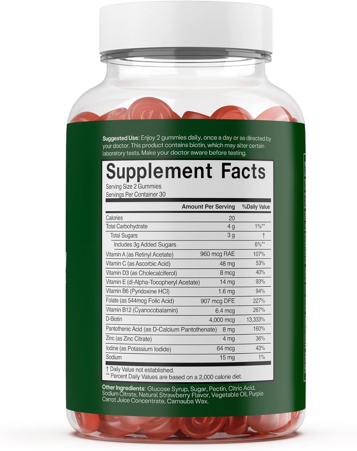 60 Skin Gummies Multivitamin with Retinol for Anti-Aging & Clear Skin - Vitamin A, Biotin, Vitamin C, B12 & Zinc for Strong Hair & Nails