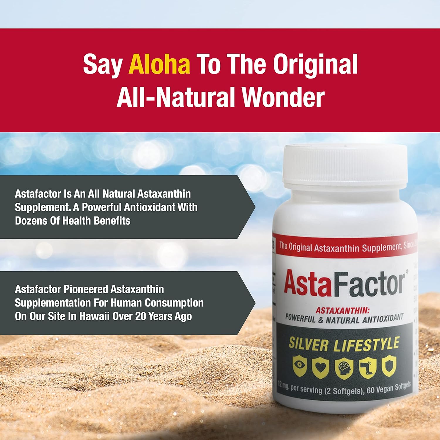 60 Softgels of AstaFactor Silver Astaxanthin Supplement for a Healthy Lifestyle