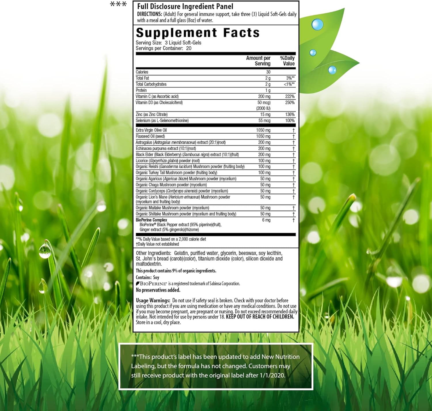 60 Softgels of Irwin Naturals Pure Defense Mushroom-8 for Immune Support
