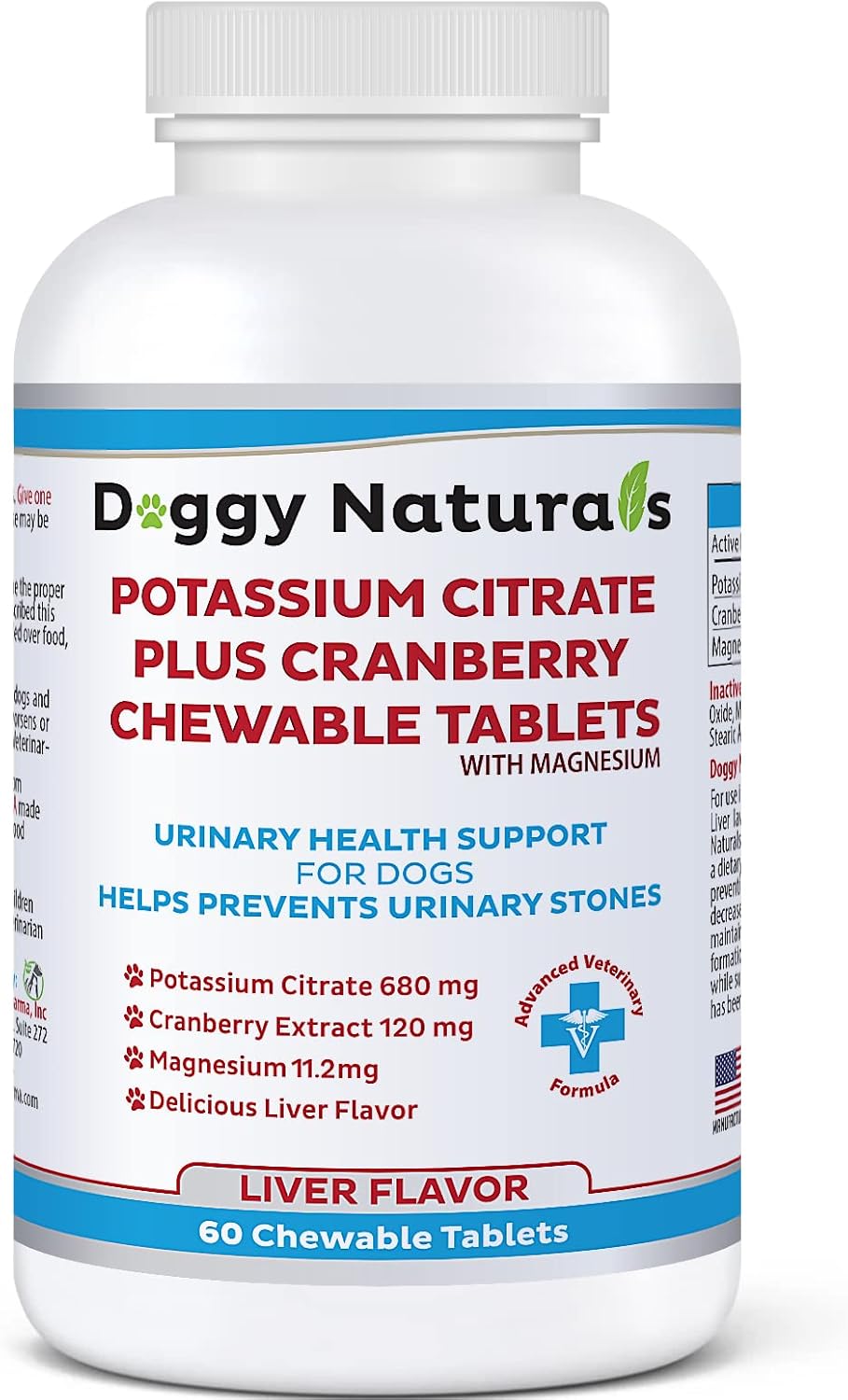 60 Tablets Pet Health Pharma Potassium Citrate Plus Cranberry & Magnesium Supplement for Dogs - Urinary Tract Support - Prevents Calcium Oxalate Stones - Bladder & Kidney Stone Deterrent - Made in USA