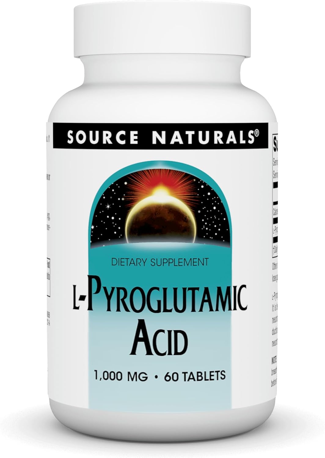 60 Tablets Source Naturals L-Pyroglutamic Acid Supplement for Enhanced Brain Function