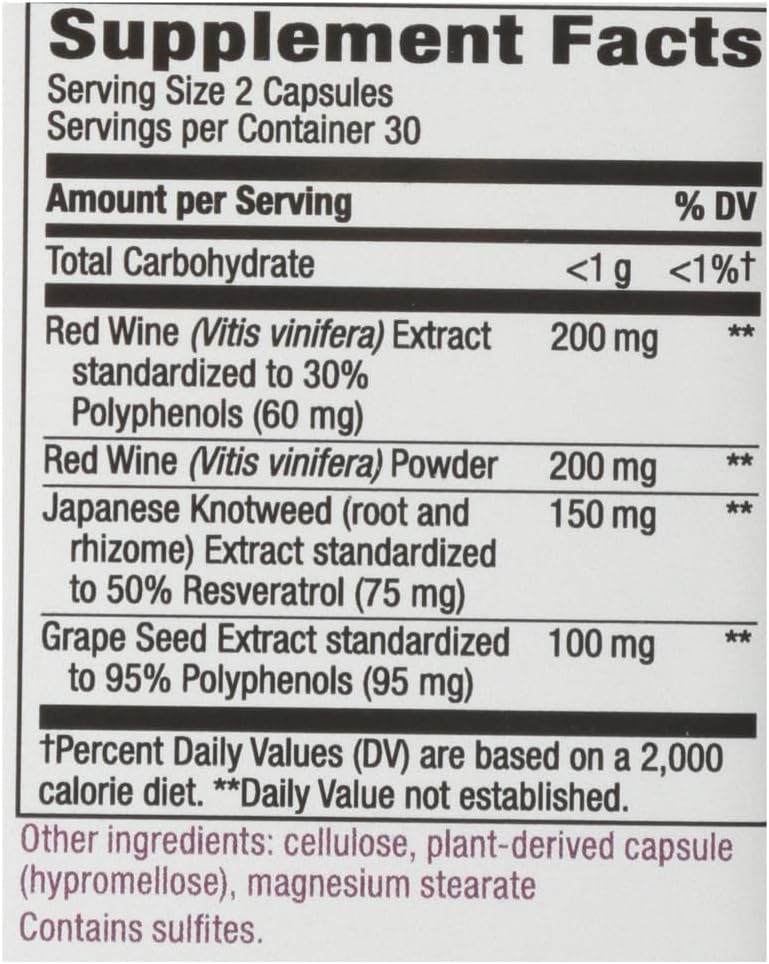 60 VCaps Resveratrol Supplement by Nature's Way - Natural Antioxidant Support