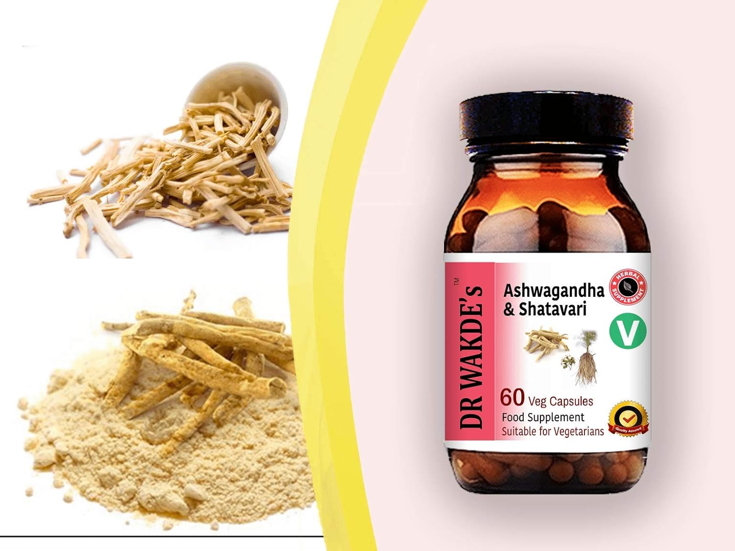 60 Veg Ashwagandha & Shatavari Capsules - Herbal Energy Support Supplement - Vegan & All Natural - Made in UK