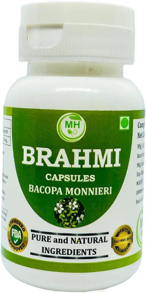 60 Veg. Capsules of Morsan Healthcare Brahmi (Centella Asiatica) 500mg - Pure Herbal Supplement (2 Pack)