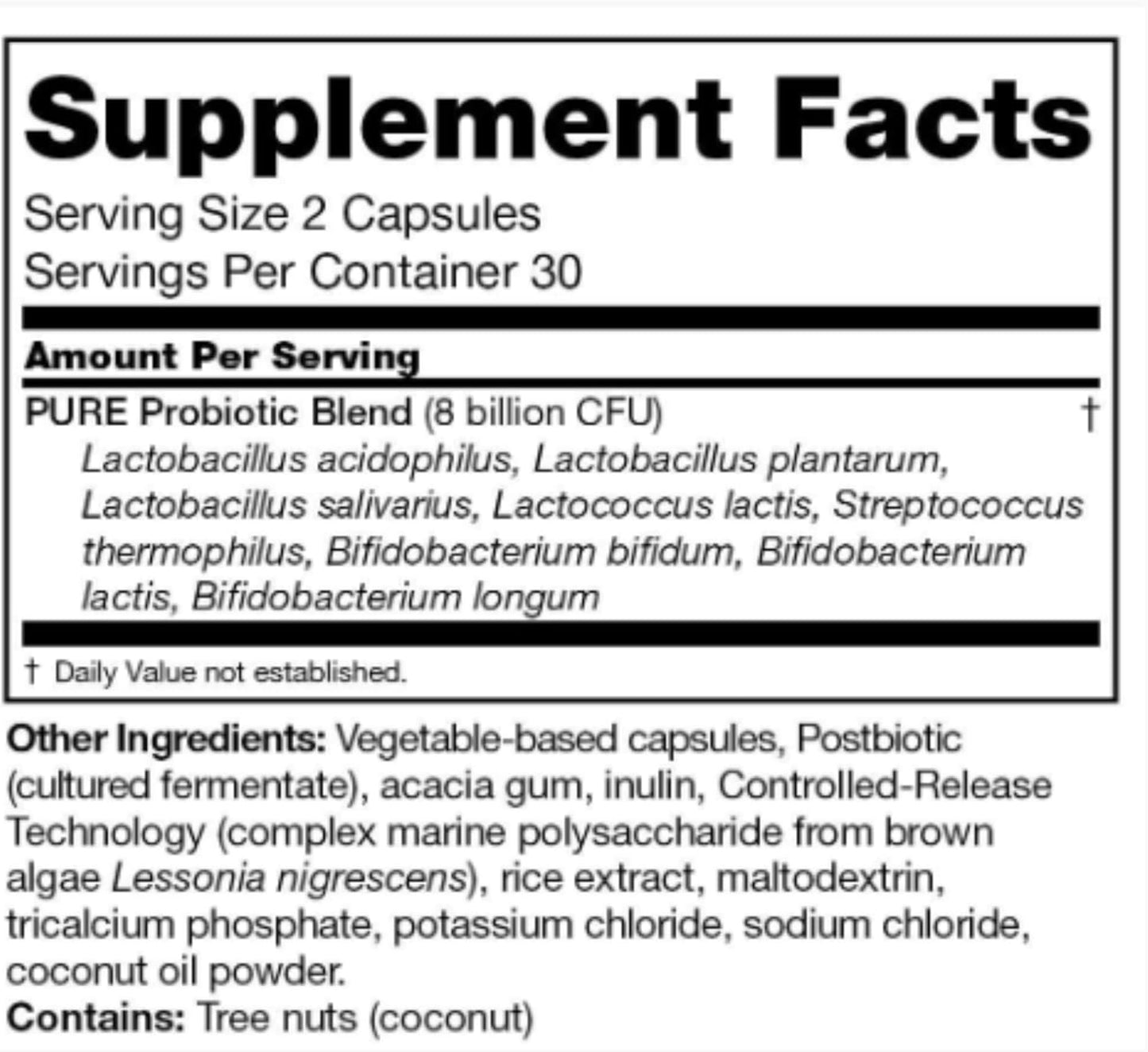 60 Vegan Capsules of PURE Probiotic with Controlled-Release Technology for Immune & Digestive Support - Ideal for Men, Women, & Kids to Enhance Nutrient Absorption