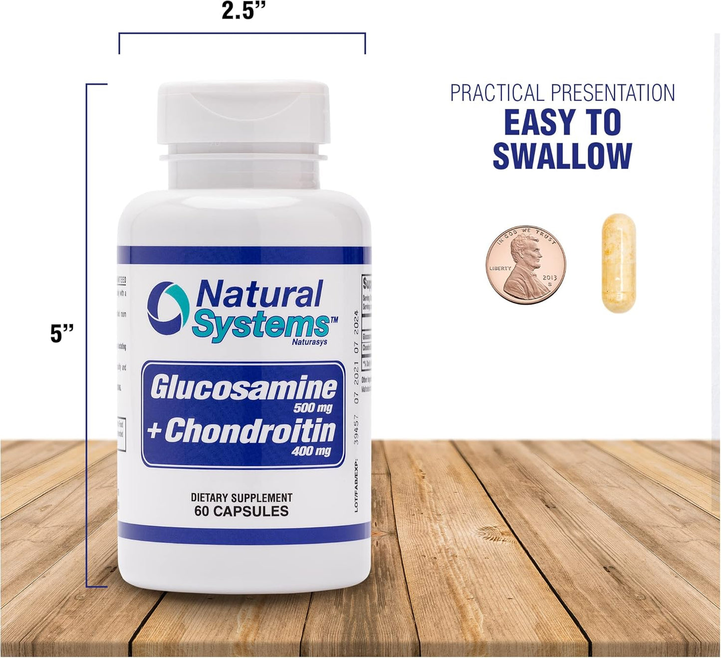 60 Vegan Glucosamine Chondroitin Capsules for Joint Support by Naturasys