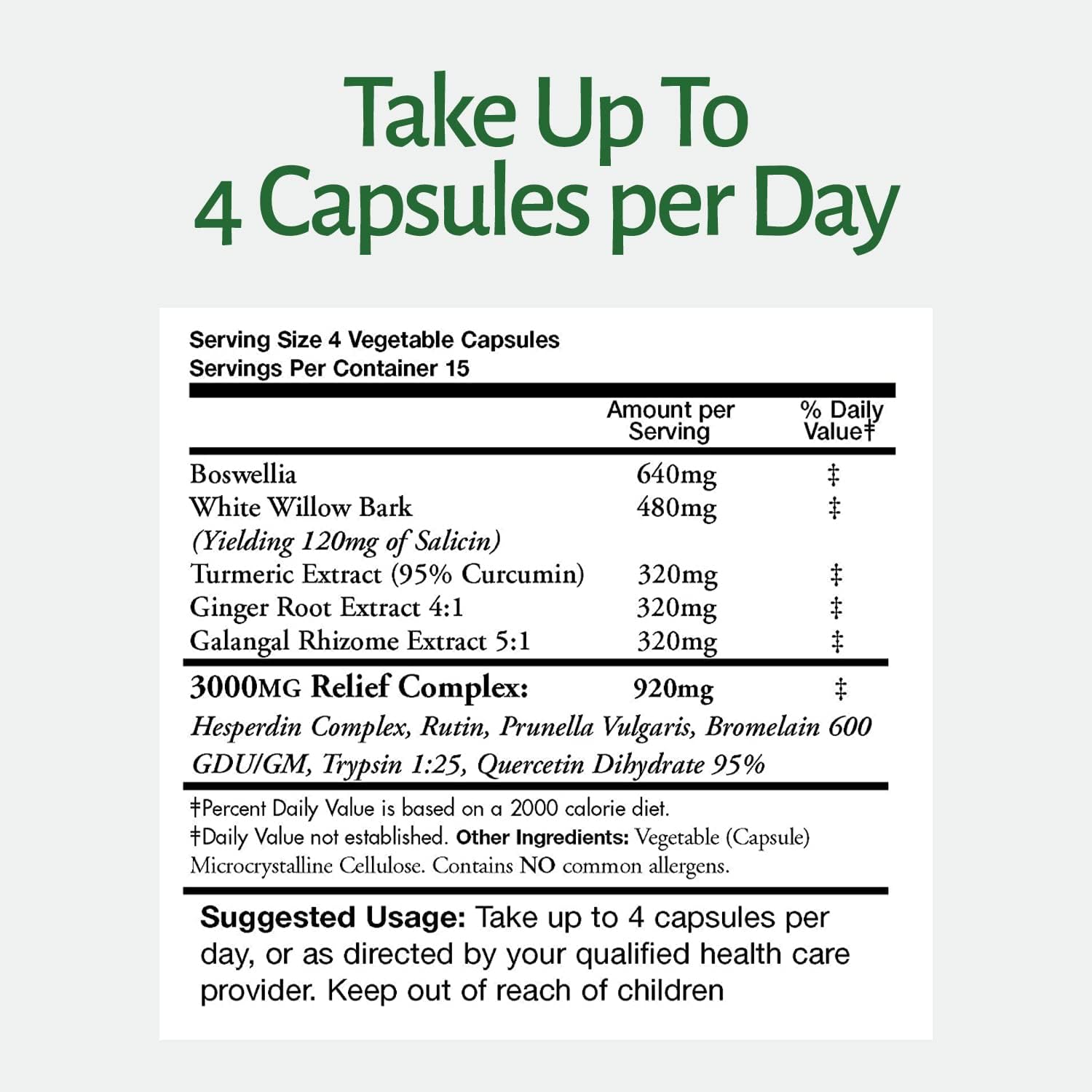 60 Vegetarian Capsules ecostream Naturals InflamEase - Gluten-Free, Suitable for Day or Night Use