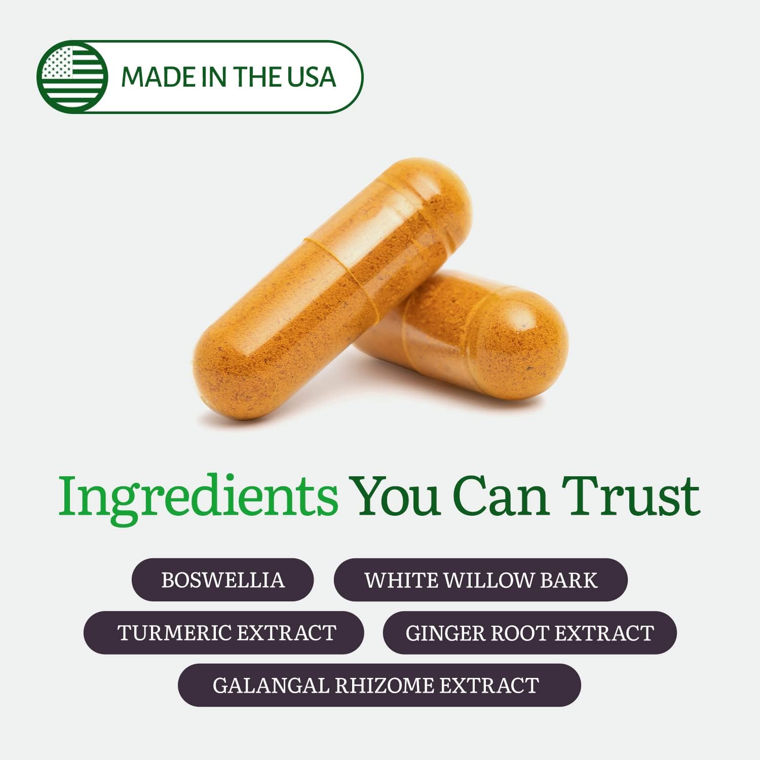 60 Vegetarian Capsules ecostream Naturals InflamEase - Gluten-Free, Suitable for Day or Night Use