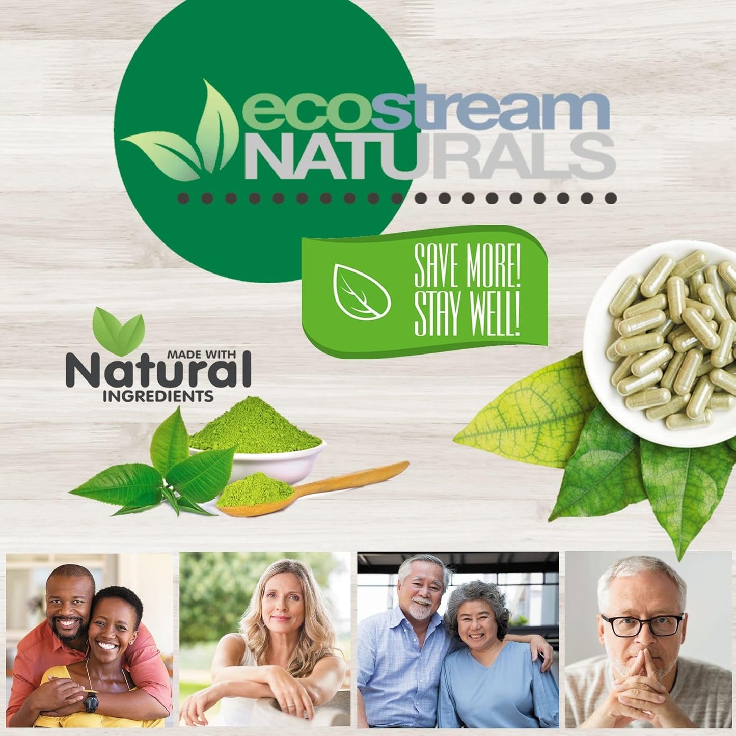 60 Vegetarian Capsules ecostream Naturals InflamEase - Gluten-Free, Suitable for Day or Night Use