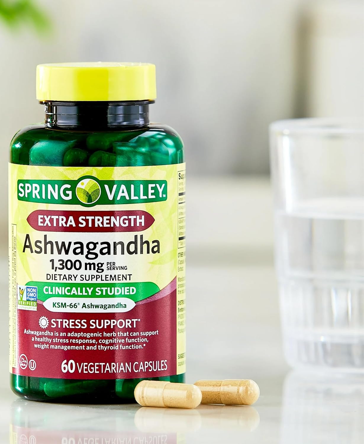 60 Vegetarian Capsules of Extra Strength Ashwagandha 1300 mg - Supports Stress Relief and Cognitive Function - Holistic Wellbeing Supplement - Non-GMO & Gluten-Free