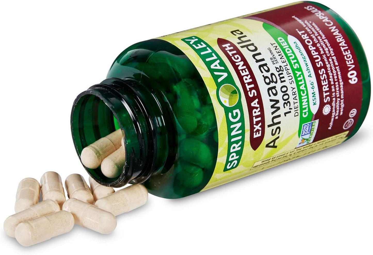 60 Vegetarian Capsules of Extra Strength Ashwagandha 1300 mg - Supports Stress Relief and Cognitive Function - Holistic Wellbeing Supplement - Non-GMO & Gluten-Free