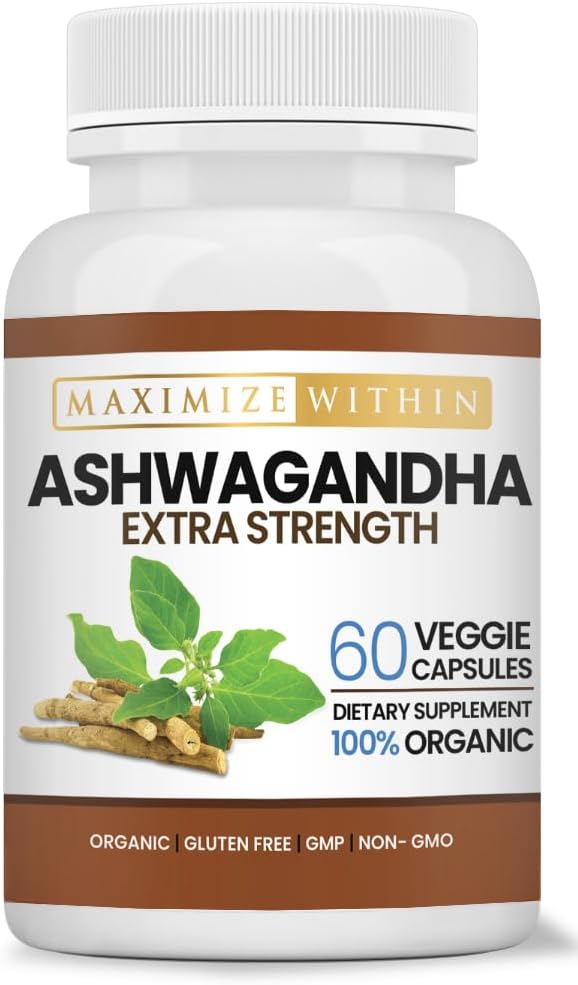 60 Vegetarian Capsules of Max Strength Ashwagandha Root for Immune Support and Balance