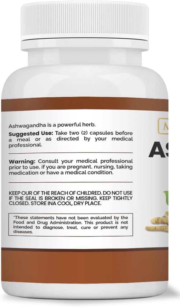 60 Vegetarian Capsules of Max Strength Ashwagandha Root for Immune Support and Balance