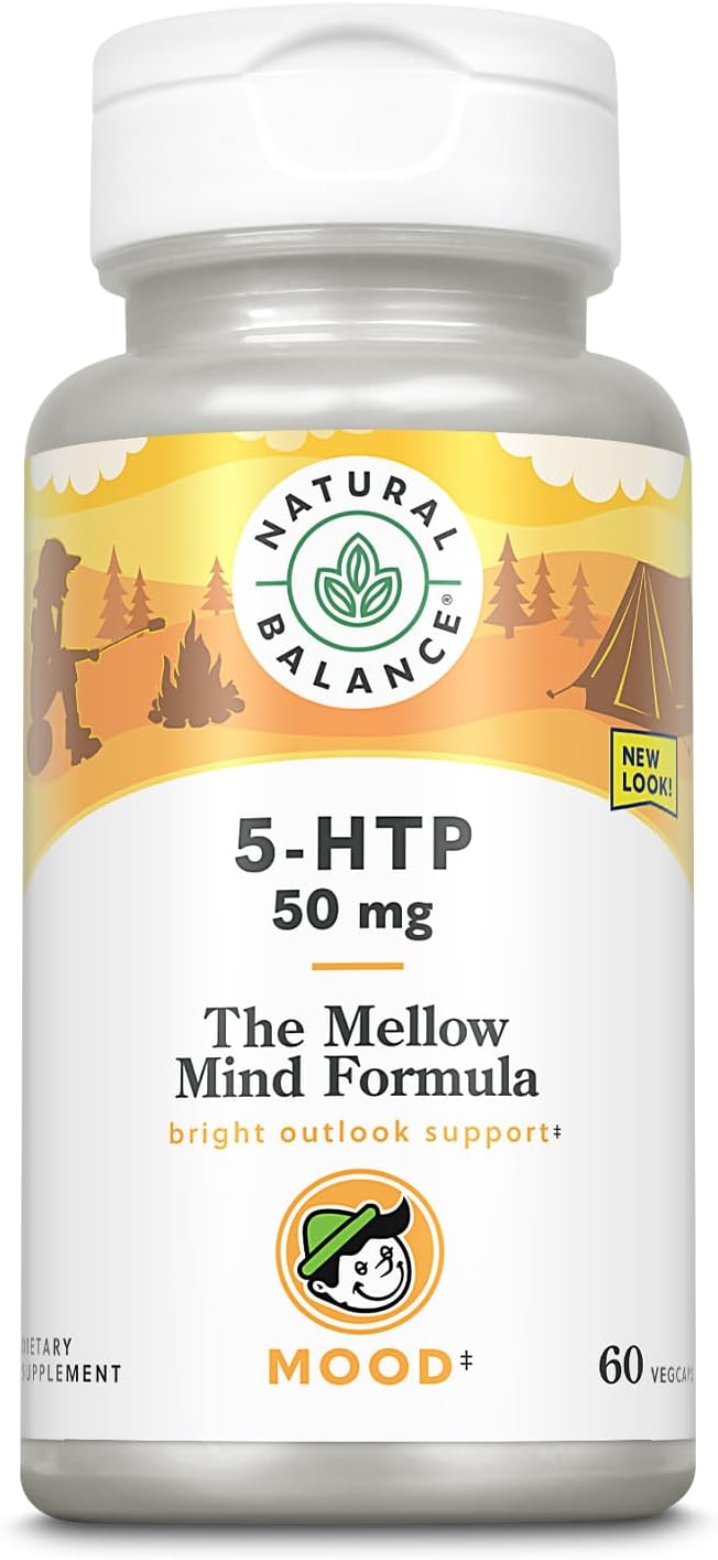 60 Vegetarian Capsules of Natural Balance Happy Camper 5-HTP 50 mg with Vitamin B-6