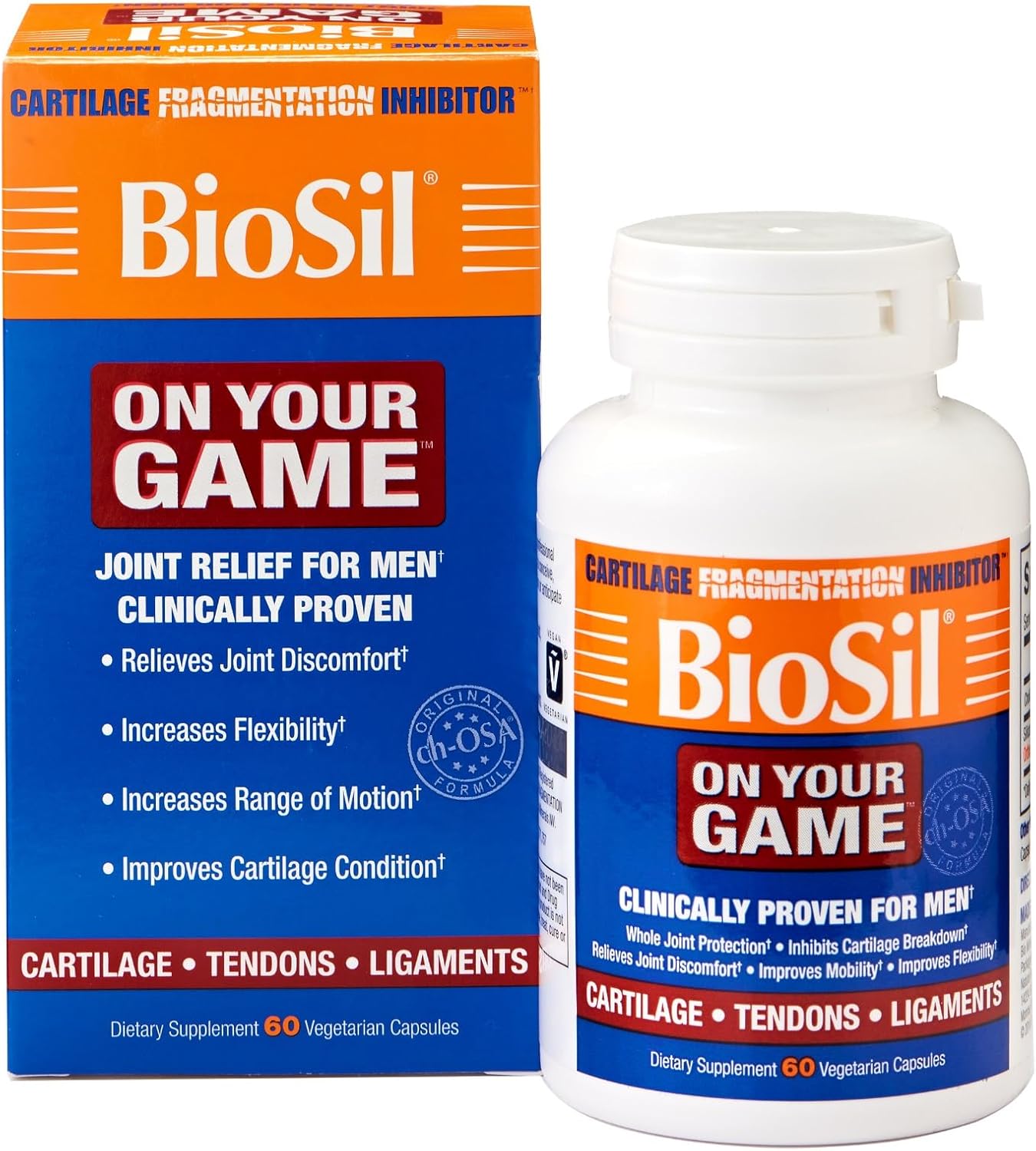 60 Veggie Capsules of Biosil with Patented ch-OSA Complex for Joint Pain Relief & Flexibility - Increase Collagen Production - GMO Free - 30 Days