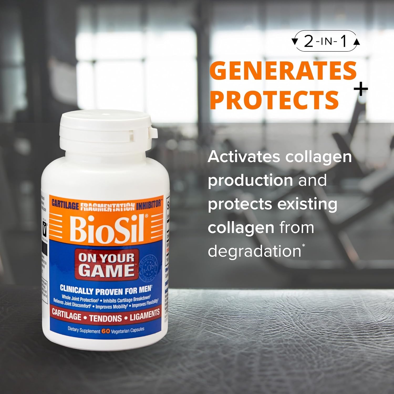 60 Veggie Capsules of Biosil with Patented ch-OSA Complex for Joint Pain Relief & Flexibility - Increase Collagen Production - GMO Free - 30 Days