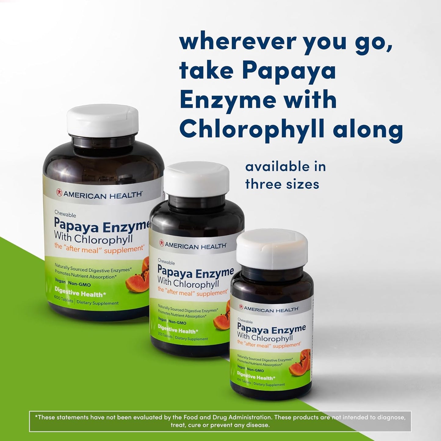 600 Count American Health Papaya Enzyme with Chlorophyll Chewable Tablets - Supports Digestion (200 Servings)