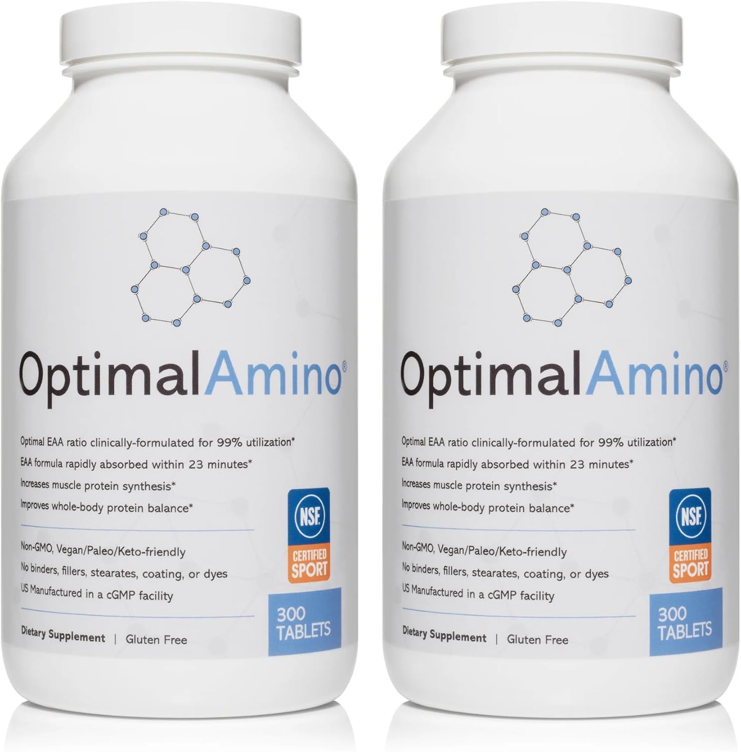 600 Count OptimalAmino Tablets Fitness Bundle | Essential Amino Acid (EAA) Supplement for Muscle Recovery | BCAA Protein for Pre/Post Workout | NSF Certified for Sport®