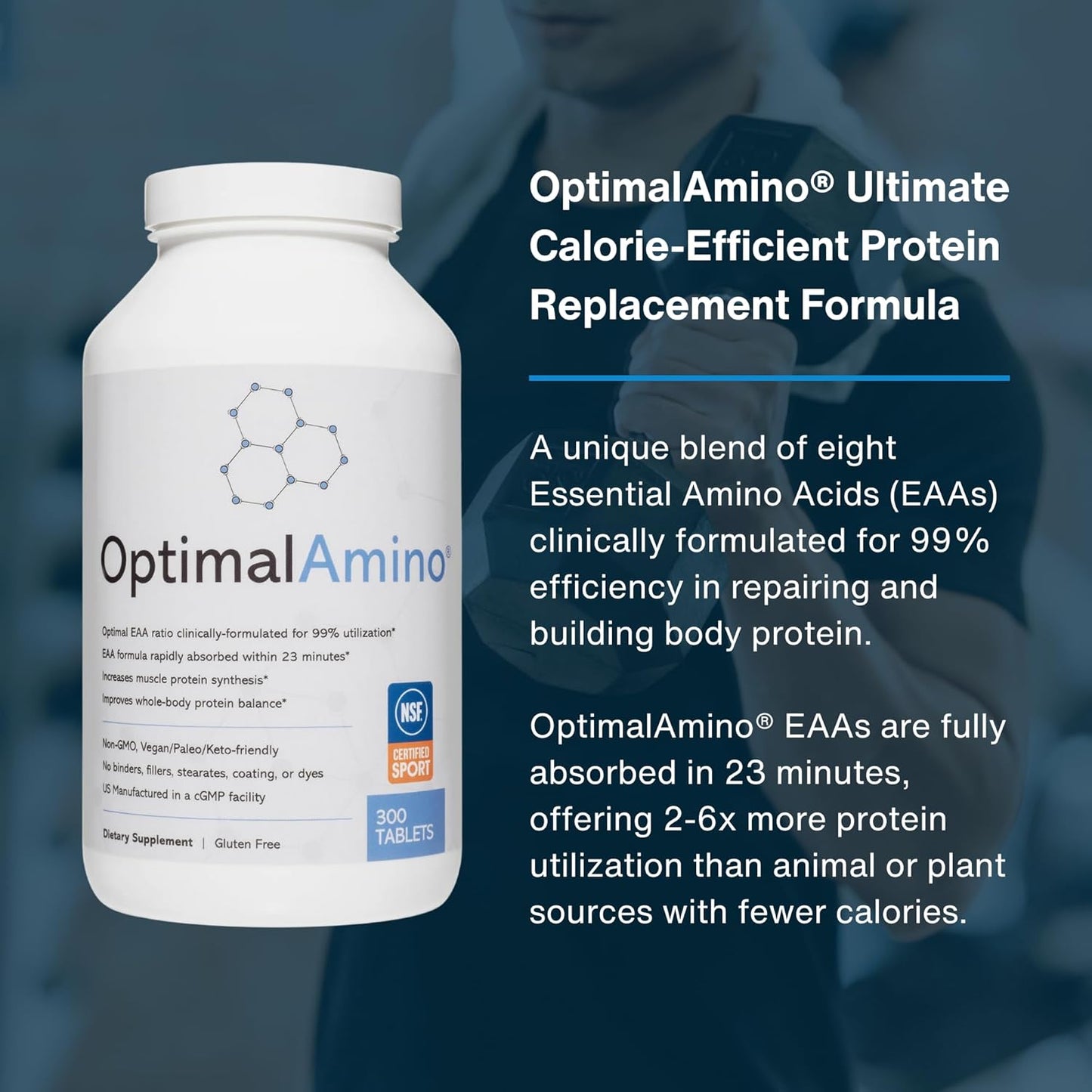 600 Count OptimalAmino Tablets Fitness Bundle | Essential Amino Acid (EAA) Supplement for Muscle Recovery | BCAA Protein for Pre/Post Workout | NSF Certified for Sport®