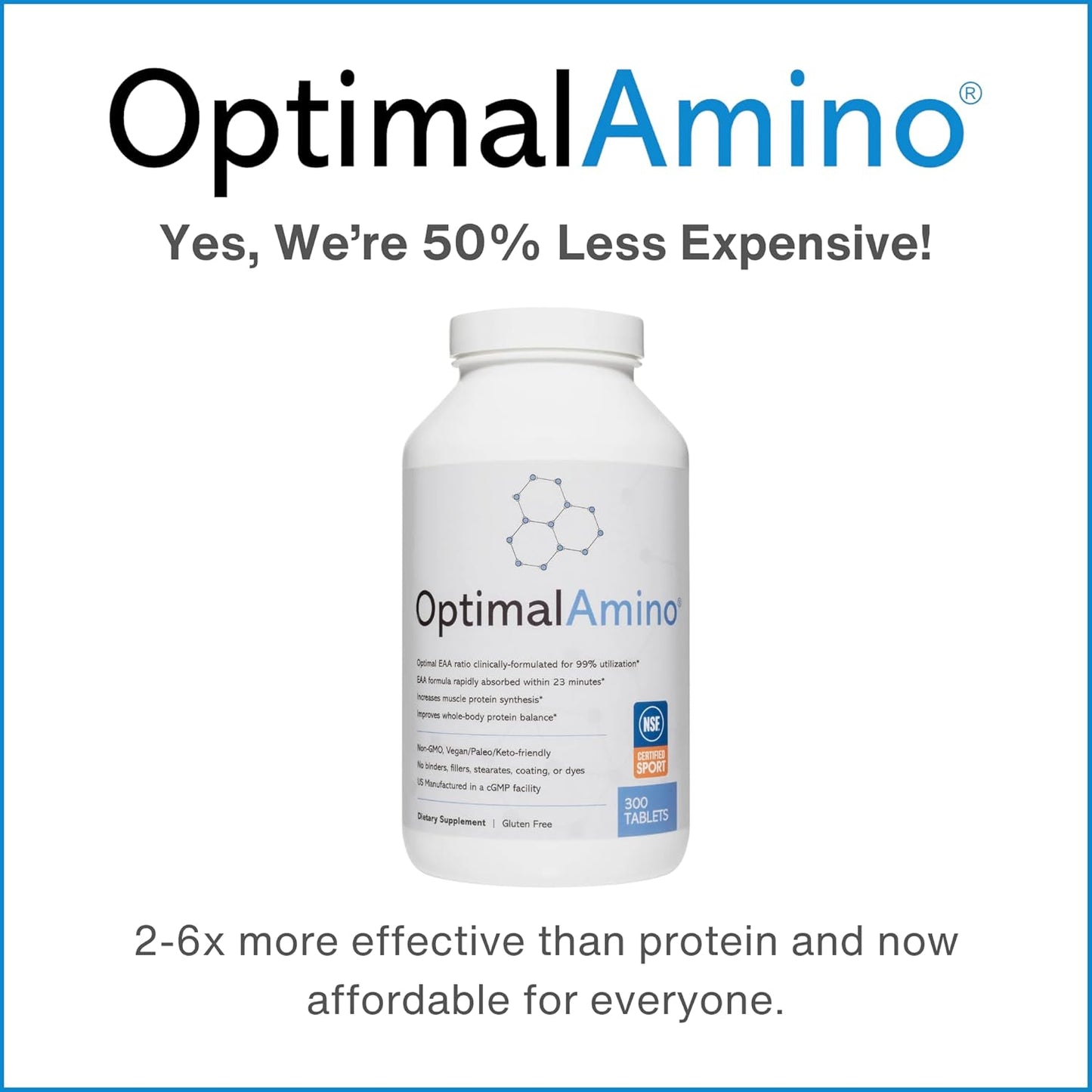 600 Count OptimalAmino Tablets Fitness Bundle | Essential Amino Acid (EAA) Supplement for Muscle Recovery | BCAA Protein for Pre/Post Workout | NSF Certified for Sport®