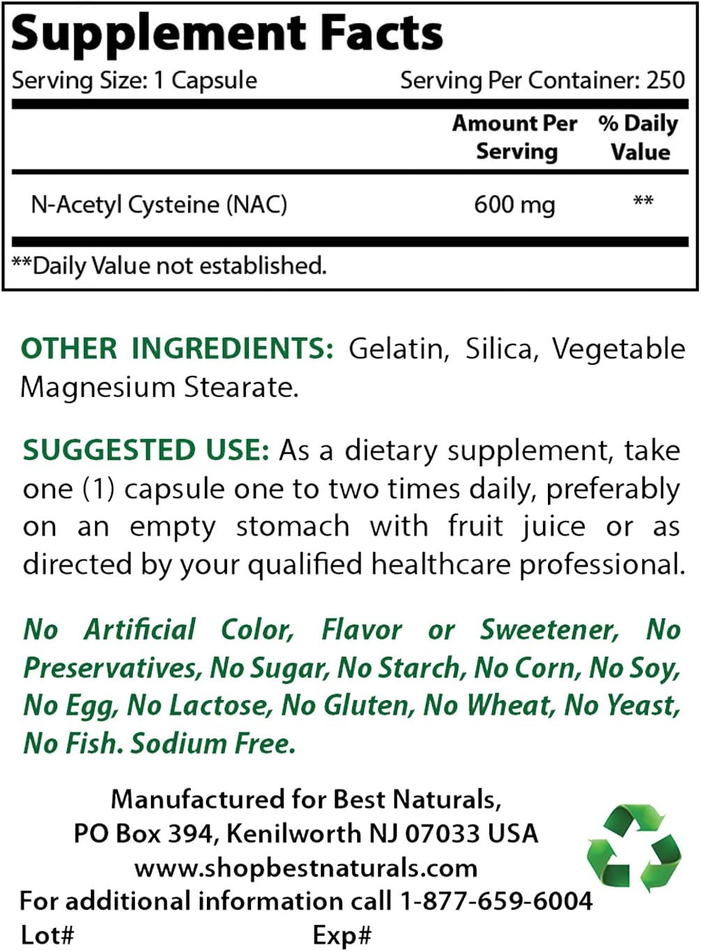600 mg Alpha Lipoic Acid & NAC N-Acetyl-Cysteine - High Quality Antioxidant Supplement
