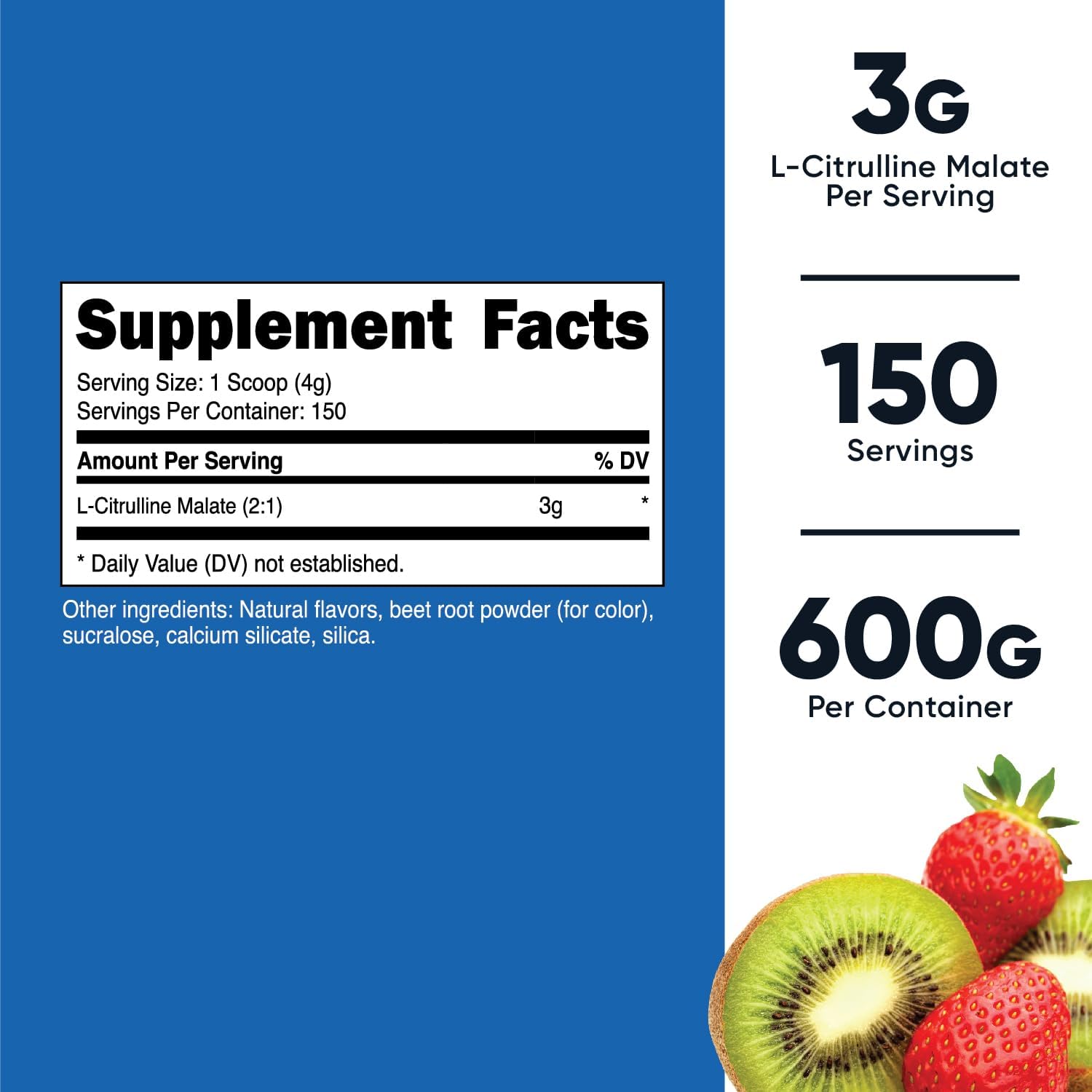 600g Nutricost L-Citrulline Malate 2:1 Powder - Strawberry Kiwi Flavor