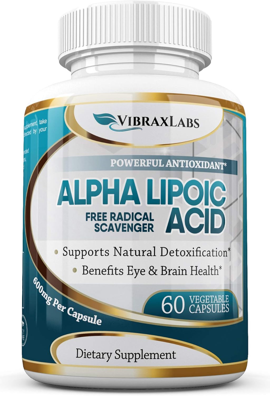 600mg Alpha Lipoic Acid Capsules - Pure Vegetarian Supplement for Nerve Pain, Skin, Face, Eye, Brain Boost - Sustain Natural Detox, Non-GMO