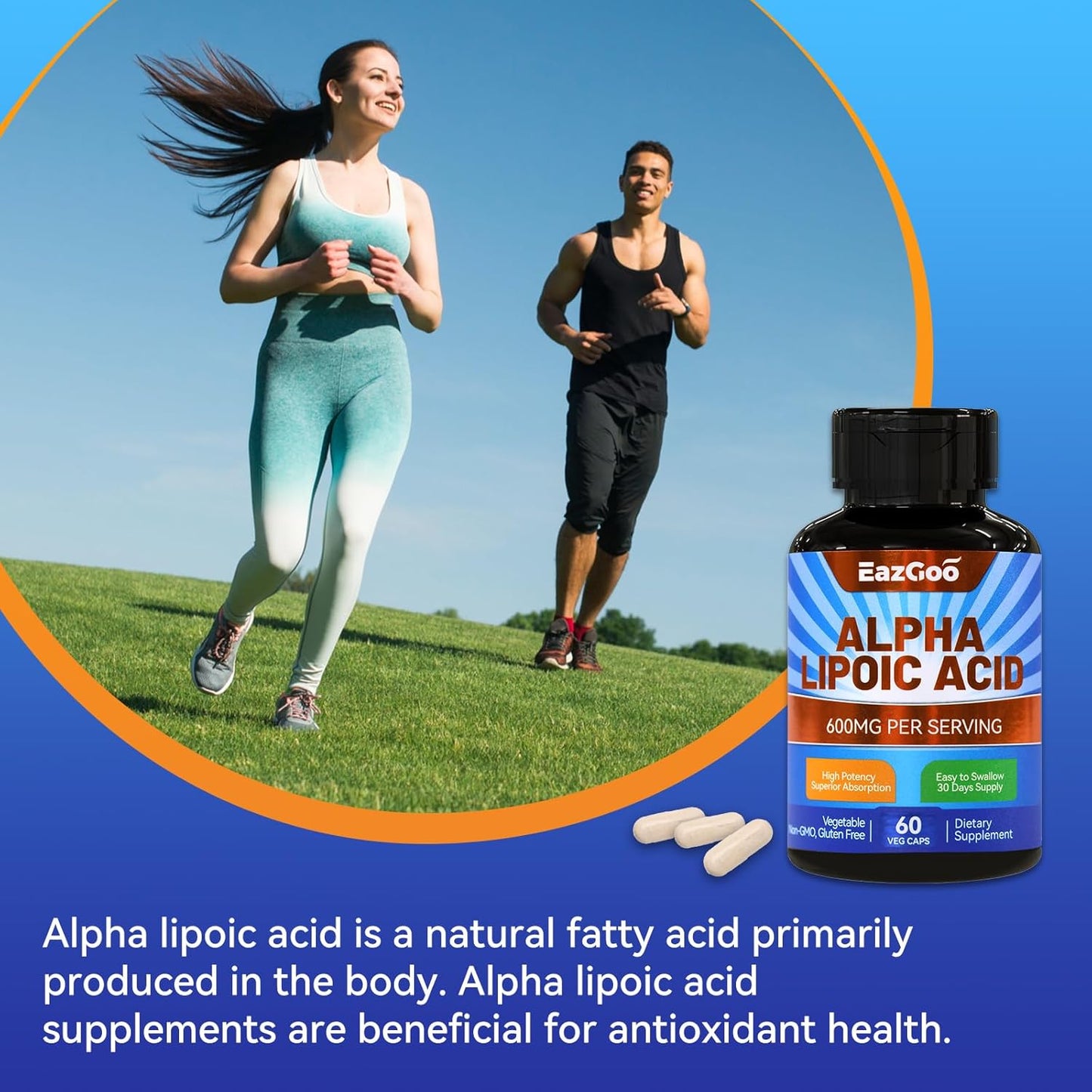 600mg Alpha Lipoic Acid Supplement - Vegan & Gluten Free - Non-GMO ALA Capsules - 60 Count
