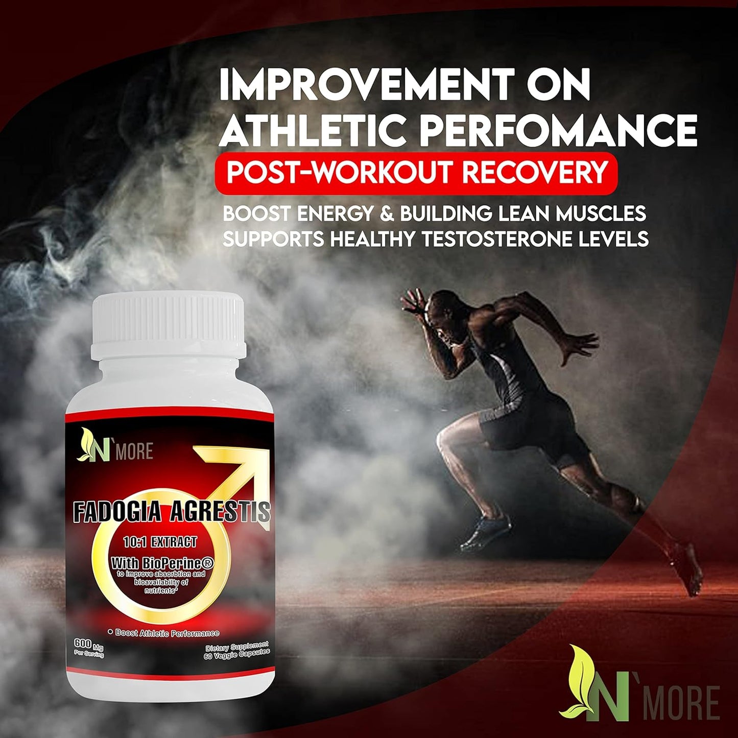 600mg Fadogia Agrestis Capsules - Maximum Strength, Gluten Free, Non-GMO, Vegan - 60 Count Introductory Price