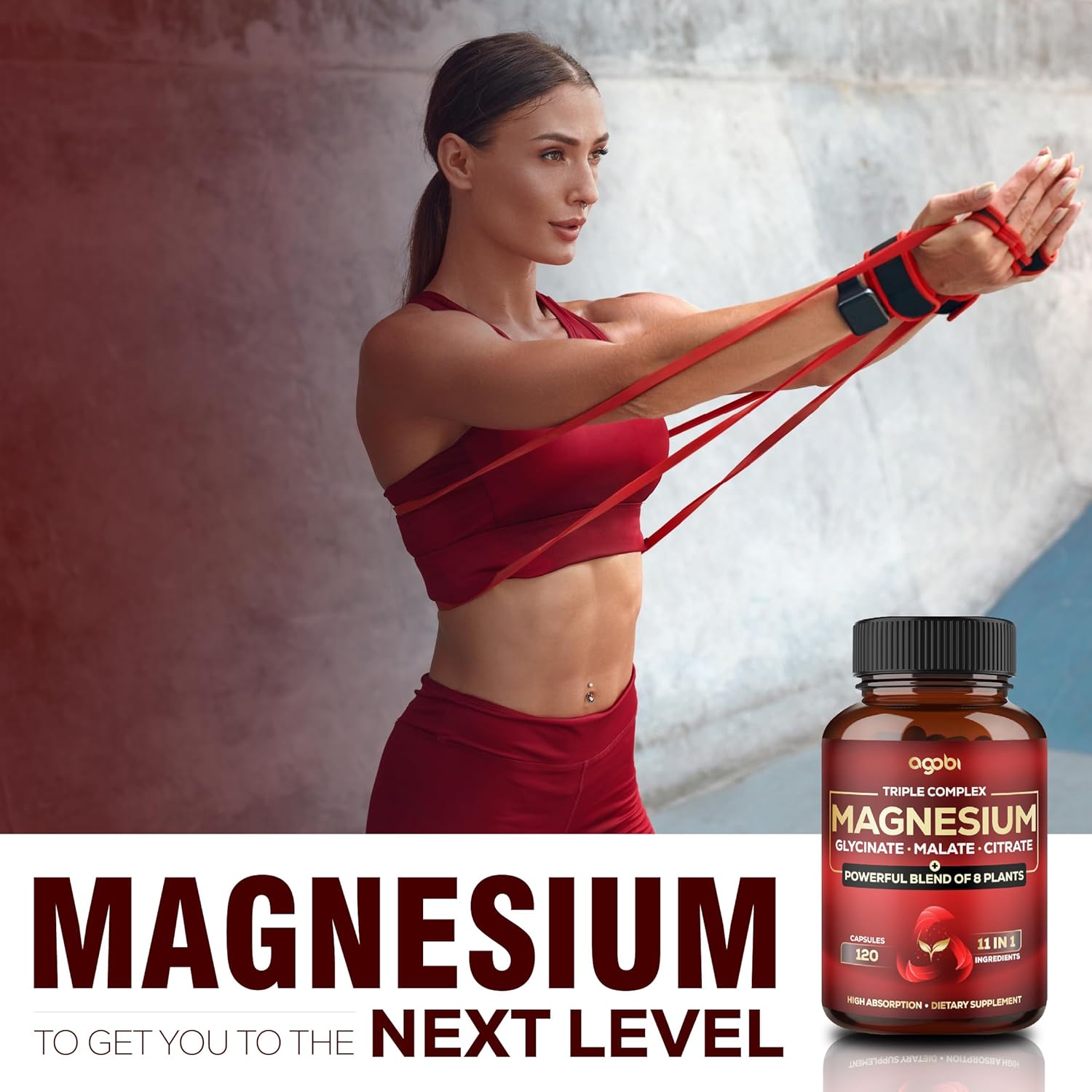600mg Magnesium Glycinate, Malate, & Citrate Capsules with Added Spinach & Swiss Chard for Calm & Muscle Cramp Support