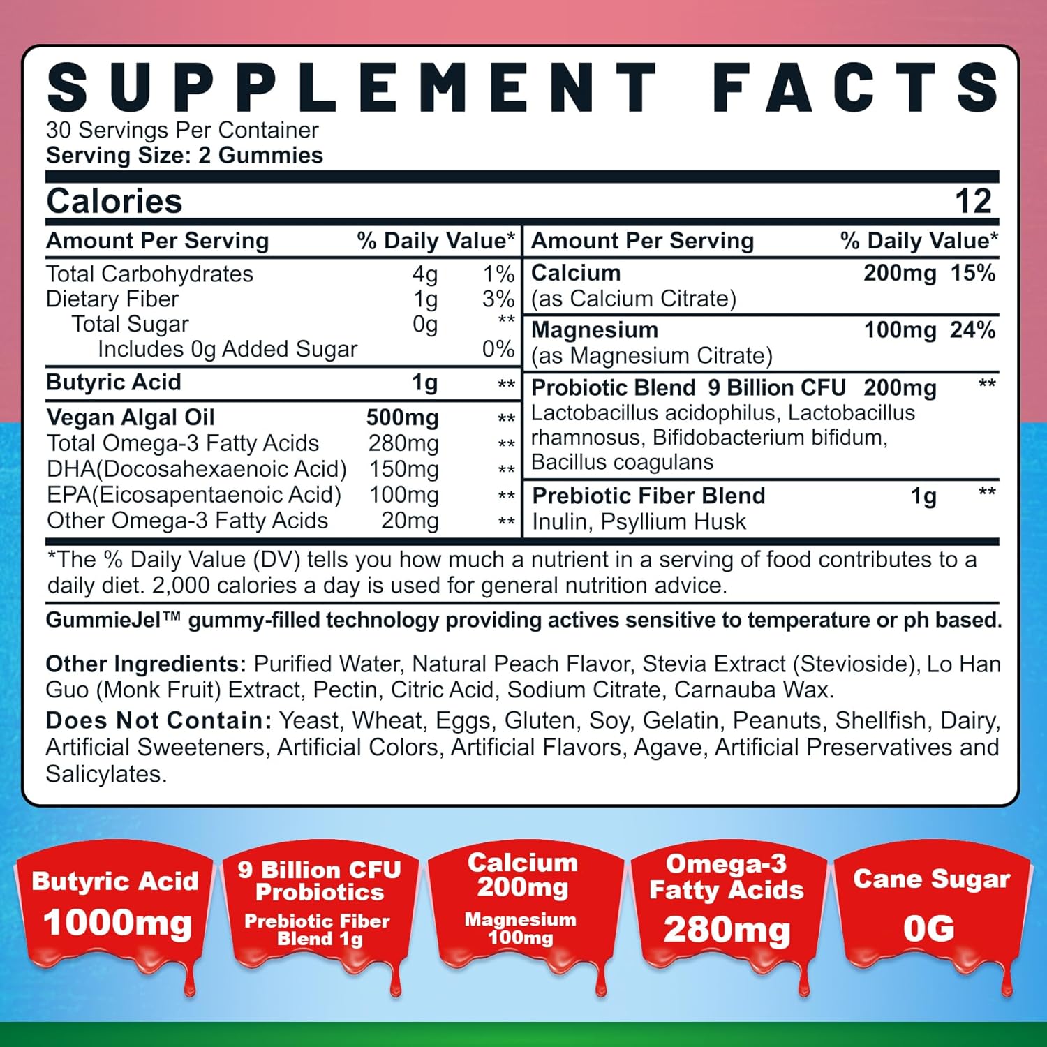600mg NAC Supplement with Probiotic in Nextdia Butyrate Gummies
