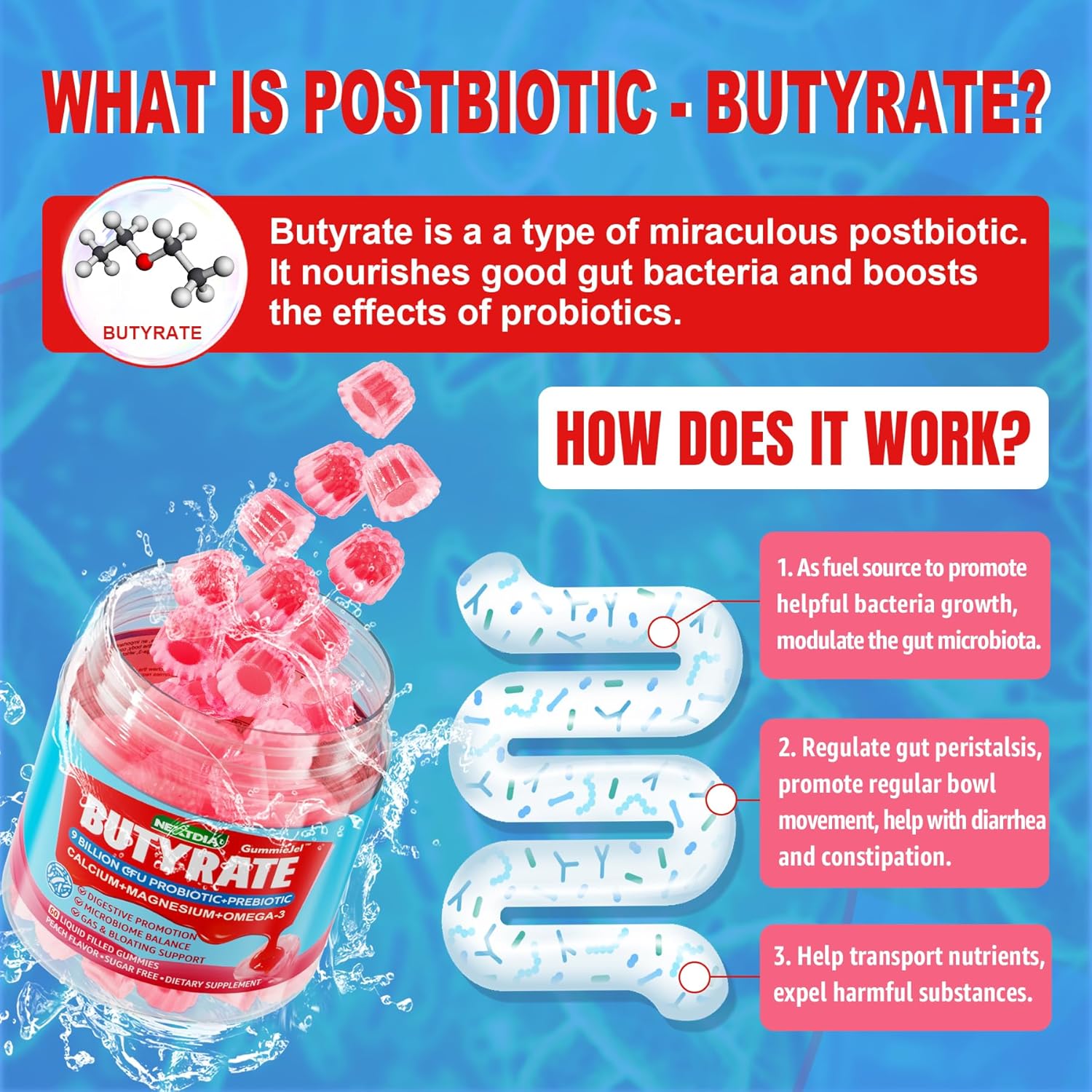 600mg NAC Supplement with Probiotic in Nextdia Butyrate Gummies