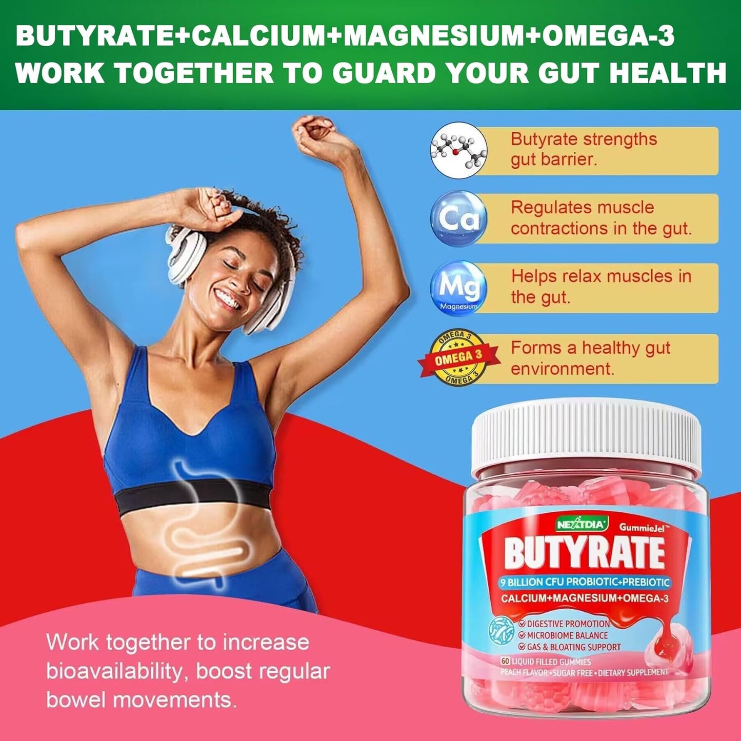 600mg NAC Supplement with Probiotic in Nextdia Butyrate Gummies